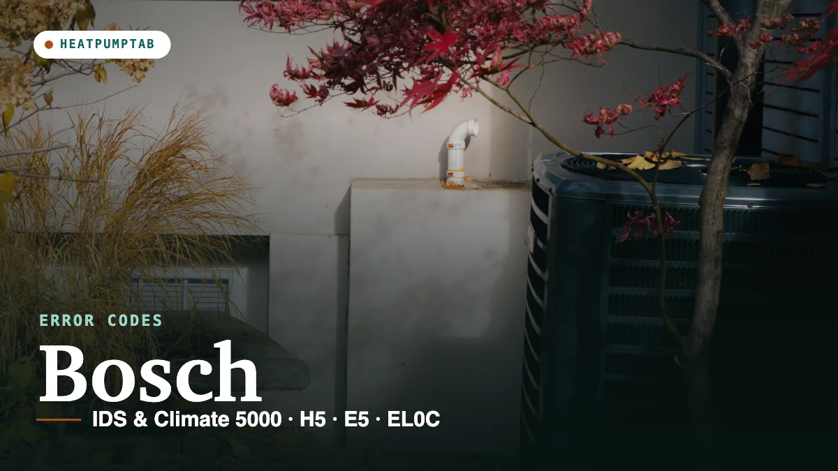 Bosch heat pump error codes: outdoor heat pump unit beside a house