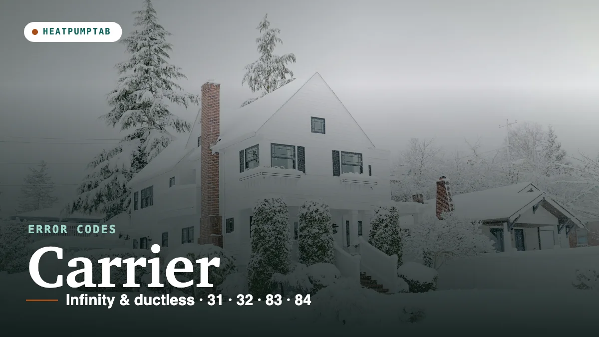 Carrier heat pump error codes: snow-covered house in winter